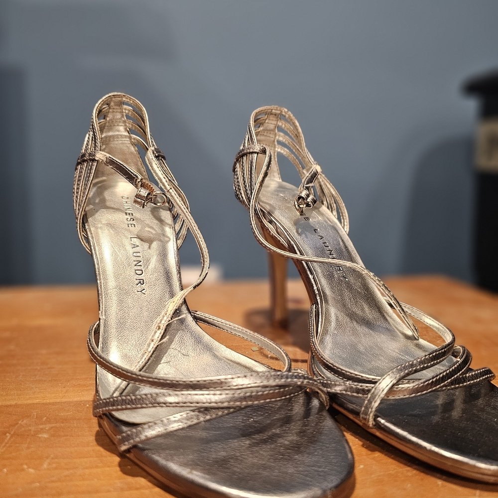 Chinese Laundry Metallic Strappy Heels